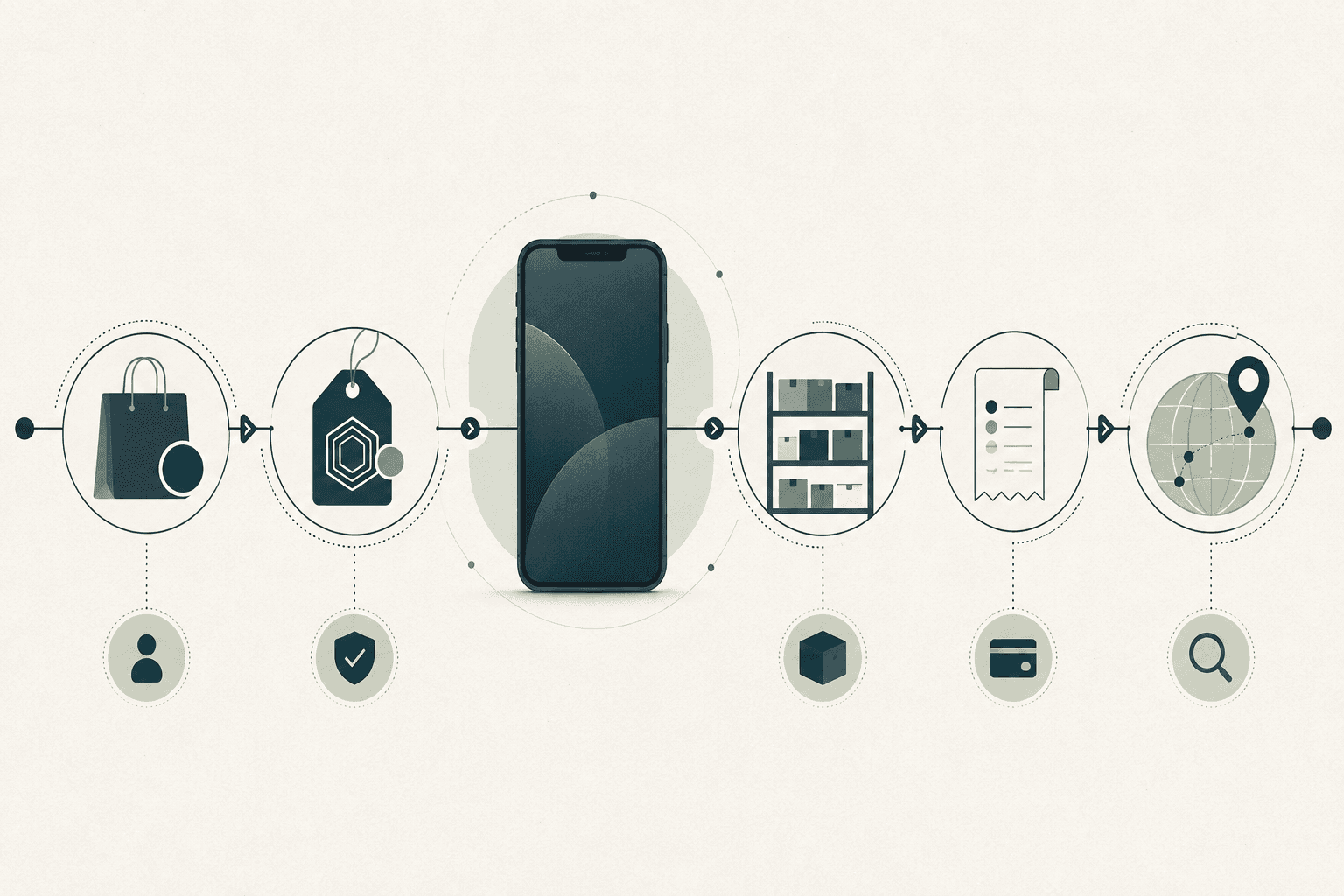 Flujo de control de un teléfono por identificador desde la compra hasta la trazabilidad posterior